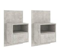2x Wall-mounted Bedside Cabinets Concrete Grey Bed Cabinet Furniture vidaXL