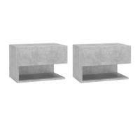 vidaXL Wall-mounted Bedside Cabinets 2 pcs Concrete Grey 02 UK HOT