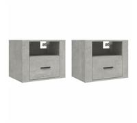 (Concrete grey, 2 x Bedside cabinet) vidaXL 1/2x Wall-mounted Bedside Cabinet Floating Bedside Unit Multi Colours