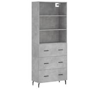 (concrete grey, 3 drawers) vidaXL Highboard Sideboard Storage Cabinet High Gloss White Engineered Wood