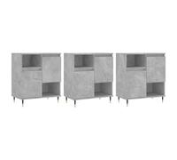 (concrete grey, 3 pcs) vidaXL Sideboard Storage Cupboard Side Cabinets 3 pcs White Engineered Wood