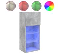 vidaXL Single Door 3 Shelf Concrete Grey Wall Mounted TV Cabinet with RGB LED Lights - Size: 90 x 40.5 x 30cm - Wilko