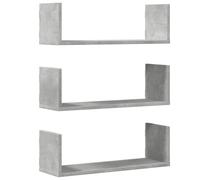 vidaXL 58cm Set of 3 Concrete Grey Floating Wall Shelf