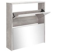 Vidaxl Shoe Cabinet With Mirror 2-Layer Concrete Grey 63X17X67 Cm