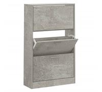 (Concrete grey, 63 x 24 x 103 cm (W x D x H)) New Wood Shoe Cabinet 2Drawer Storage Cupboard Rack Shelf Multi Colours/Sizes