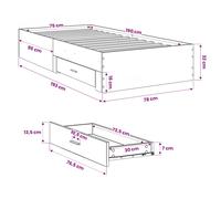 (concrete grey, 75 x 190 cm) vidaXL Bed Frame with Drawers Bed Base Grey Sonoma 140x200 cm Engineered Wood