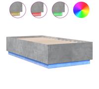 (concrete grey, 75 x 190 cm) vidaXL Bed Frame with LED Lights Bed Base Mattress Foundation Engineered Wood
