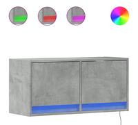 vidaXL TV Wall Cabinet with LED Lights Concrete Grey 80x31x35 cm