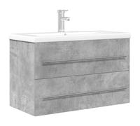 (concrete grey, 80 x 38.5 x 48 cm) vidaXL Bathroom Furniture Set 2 Piece Sink Cabinet Cupboard Engineered Wood