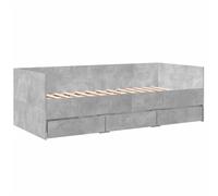 Daybed Engineered Wood Concrete Grey 90x190 cm Trundle with 3x Drawers Sofa Bed