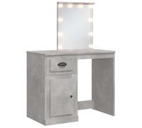Concrete Grey Dressing Table with LED Lights and Mirror, 90 x 42 x 132.5 cm, Composite Wood with Drawer Compartment and USB Port for Bedroom, Bathroom, Makeup Styling
