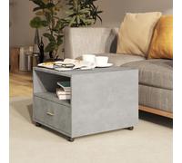 Concrete Grey Engineered Wood Coffee Table 55x55x40 cm, Drawer, Lockable Wheels