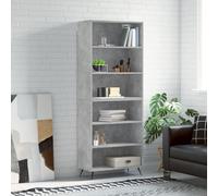 Concrete Grey Highboard Cabinet 69.5x32.5x180cm Engineered Wood & Metal Tall Set
