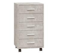 Vidaxl Drawer Cabinet With Castors Concrete Grey Engineered Wood, Grey