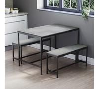 (Concrete Grey) Roslyn 4 Seat Home Dining Table & Stool Bench Set