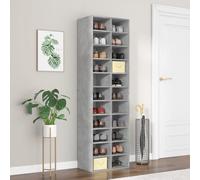 Concrete Grey Shoe Cabinet Tall Storage Unit Engineered Wood - 54x34x183cm