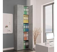 Concrete Grey Storage Cabinet with Doors - Office Bookcase & Warehouse nizer - 60x32x190 cm - Ideal for Garage & Home Office Storage Solutions