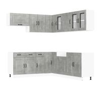 vidaXL 11 Piece Kitchen Cabinet Set Kalmar Concrete Grey Engineered Wood