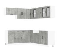 vidaXL 11 Piece Kitchen Cabinet Set Lucca Concrete Grey Engineered Wood, Grey