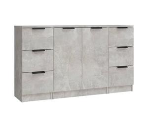 (Concrete grey) vidaXL 3x Sideboards Engineered Wood Cabinet Home Organiser Multi Colours