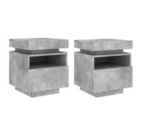 2PC Bedside Cabinets with LED Lights Nightstand Bed Table Side Cabinet vidaXL