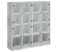 Bookcase with Doors Concrete Grey 136x37x142 cm Engineered Wood