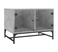 vidaXL Coffee Table with Glass Doors Concrete Grey 68.5x50x50 cm, Grey