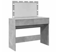 (concrete grey) vidaXL Dressing Table with LED Cosmetic Table Vanity Makeup Table Brown Oak