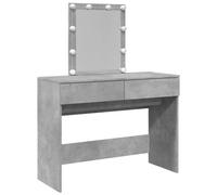 (concrete grey) vidaXL Dressing Table with LED Cosmetic Table Vanity Makeup Table Smoked Oak