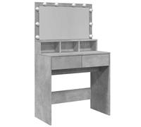 (concrete grey) vidaXL Dressing Table with LED Cosmetic Table Vanity Makeup Table Smoked Oak