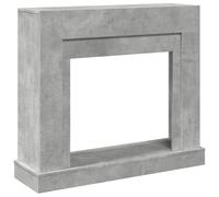 vidaXL Fireplace Surround Concrete Grey - Engineered Wood Frame with Functional Shelf for LED Flames, 100x30x87.5 cm