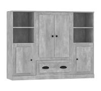 (concrete grey) vidaXL Highboards Storage Cabinet Side Cabinets Cupboard 3 pcs Engineered Wood