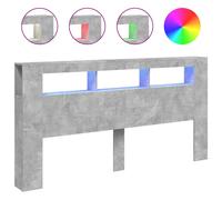 (concrete grey) vidaXL LED Headboard Bed Header Bedroom Storage Bed Headboard Engineered Wood