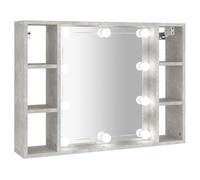 (Concrete grey) vidaXL Mirror Cabinet with LED Washroom Storage Cabinet Bathroom Vanity Unit