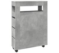 (concrete grey) vidaXL Narrow Bathroom Cabinet with Wheels Storage Cupboard Engineered Wood