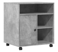 vidaXL Printer Stand with Wheels - Concrete Grey 60x50x67 cm, Engineered Wood, Mobile Cart with Storage for Office Supplies, Versatile Side Table