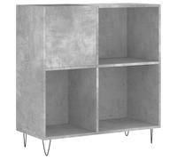 vidaXL Record Cabinet in Concrete Grey - Spacious Vinyl Storage with Extra Surface - Modern Design with Industrial style Iron Feet - Ideal Living room Decor
