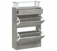 (Concrete grey) vidaXL Shoe Cabinet with a Drawer and a Top Glass Shelf Wood Multi Colours