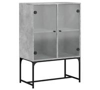 (concrete grey) vidaXL Side Cabinet with Glass Doors Hall Storage Cabinet Cupboard Smoked Oak