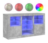 (concrete grey) vidaXL Sideboard with LED Lights Cupboard Highboard Storage Cabinet Sonoma Oak