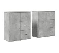 (concrete grey) vidaXL Sideboards Cupboard Cabinet Highboard 2 pcs Smoked Oak Engineered Wood