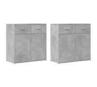 (concrete grey) vidaXL Sideboards Cupboard Storage Cabinet 2 pcs Concrete Grey Engineered Wood
