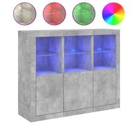 (concrete grey) vidaXL Sideboards with LED Lights Cupboard 3 pcs Smoked Oak Engineered Wood