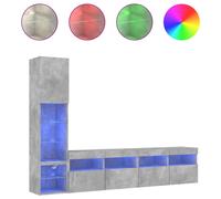 (concrete grey) vidaXL TV Wall Units 4 Piece with LED Floating TV Wall Unit Engineered Wood