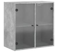vidaXL Wall Cabinet with Glass Doors Concrete Grey 68x37x68.5 cm