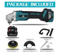 Concrete Grinder, 588VF 1580W 2 in 1 Cordless Brushless Car Polisher Angle Grinder with 22980mAh Battery Polishing Machine 18V(2 Battery)