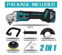 Concrete Grinder, 588VF 1580W 2 in 1 Cordless Brushless Car Polisher Angle Grinder with 22980mAh Battery Polishing Machine 18V(Without Battery)