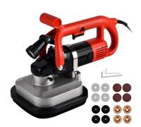 Concrete Grinder Floor Sander, 4-Head, 6-Speed, Forward & Reverse, 12 Grinding Discs, LED Light, Optional Extension Rod & Cleaner for Wall Floor Ceiling Polishing