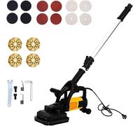 Concrete Grinder, Handheld Drywall Sander with Extension Rod, 6 Speed Adjustable, 4 Head Grinder with 3 Types of Grinding Discs for Cement, Tile, Granite