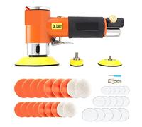 Concrete Grinder, Pneumatic Polishing Grinding Machine 2inch 3inch Mini Orbital Air Sander Tools Buffer Dual Action Polisher for Car(Orange Set 48pcs)